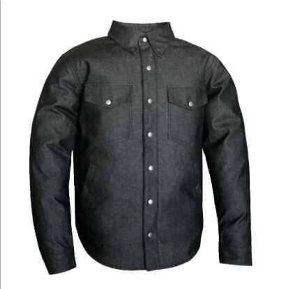 Men's Biker Denim Club Style Anarchy Canvas Shirt Conceal Carry Gun pocket - Picture 1 of 5